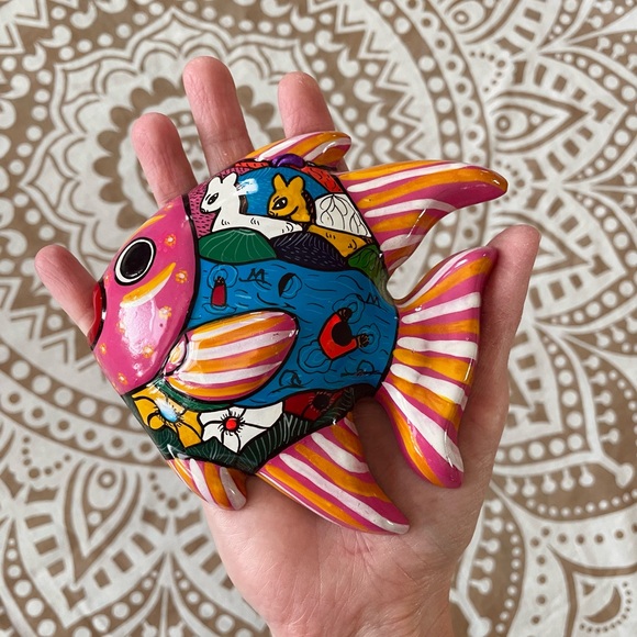 Mexican Talavera Pottery Terracotta Clay Fish Wall Hanging Art - Picture 5 of 5